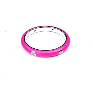 Hot Pink Rainbow Enamel Band, Sterling Silver Stacking Ring